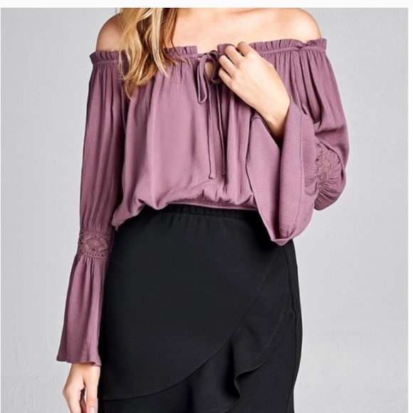 Tops - Boutique | off shoulder crinkle woven lace bell